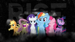 Size: 1920x1080 | Tagged: safe, artist:alphamuppet, applejack, fluttershy, pinkie pie, rainbow dash, rarity, twilight sparkle, g4, batman, flutterrage, mane six, parody, poster, the dark knight rises, wallpaper