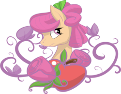 Size: 900x697 | Tagged: dead source, safe, artist:irishthorns, apple rose, earth pony, pony, g4, female, simple background, solo, transparent background, young apple rose, younger