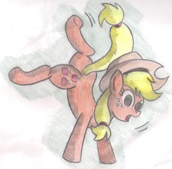 Size: 1439x1412 | Tagged: safe, artist:shinkuma, applejack, earth pony, pony, g4, female, solo, traditional art