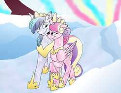 Size: 900x694 | Tagged: safe, artist:100yearslater, princess cadance, shining armor, g4, crystallized, snow