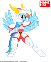 Size: 1146x1391 | Tagged: safe, artist:cross, artist:x-cross, rainbow dash, g4, bandai, parody, saint seiya