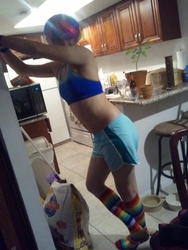 Size: 480x640 | Tagged: source needed, safe, rainbow dash, human, g4, belly button, cosplay, irl, irl human, photo, solo