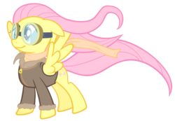 Size: 5000x3469 | Tagged: dead source, safe, artist:nicolasnsane, fluttershy, pony, g4, bomber jacket, clothes, female, goggles, scarf, simple background, solo, transparent background, vector, windswept mane