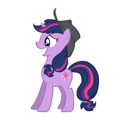 Size: 3200x3200 | Tagged: safe, artist:nicolasnsane, twilight sparkle, pony, g4, alternate hairstyle, female, hat, simple background, solo, transparent background, vector