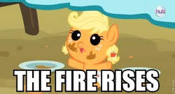 Size: 637x345 | Tagged: safe, applejack, g4, babyjack, bane, batman, image macro, meme, roflbot