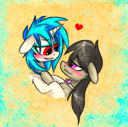 Size: 439x435 | Tagged: safe, artist:the--cloudsmasher, dj pon-3, octavia melody, vinyl scratch, g4, female, lesbian, ship:scratchtavia, shipping