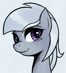 Size: 467x517 | Tagged: safe, artist:helhoof, silverspeed, pony, g4, background pony, bust, female, gray background, mare, portrait, simple background, solo