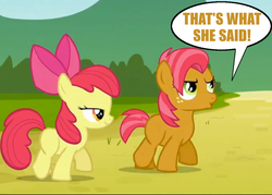 Size: 1133x809 | Tagged: safe, apple bloom, babs seed, g4, that's what she said, twss