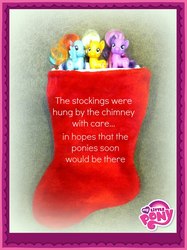 Size: 717x960 | Tagged: safe, applejack, rainbow dash, twilight sparkle, g4, brushable, christmas, christmas stocking, female, irl, photo, toy