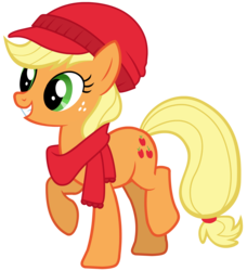 Size: 2100x2300 | Tagged: safe, applejack, earth pony, pony, g4, christmas, clothes, female, hat, hearth's warming eve, scarf, simple background, solo, transparent background, vector