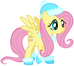 Size: 2300x2050 | Tagged: safe, fluttershy, pony, boots, christmas, clothes, female, hat, hearth's warming eve, scarf, simple background, solo, transparent background, vector