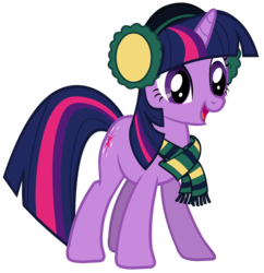 Size: 2230x2300 | Tagged: safe, twilight sparkle, pony, g4, christmas, clothes, earmuffs, female, hearth's warming eve, scarf, simple background, solo, transparent background, vector