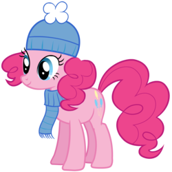 Size: 2300x2300 | Tagged: safe, pinkie pie, earth pony, pony, g4, christmas, clothes, female, hat, hearth's warming eve, scarf, simple background, solo, transparent background, vector