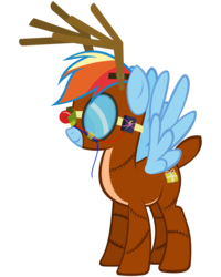 Size: 2000x2500 | Tagged: safe, artist:misteraibo, rainbow dash, reindeer, g4, christmas, costume, hearth's warming eve, rudolph dash, simple background, transparent background, vector