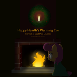 Size: 2560x2560 | Tagged: safe, artist:dtcx97, scootaloo, post-crusade, g4, blanket, candle, fireplace, wreath