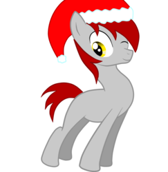 Size: 900x925 | Tagged: safe, artist:krust78, oc, oc only, pony, christmas, hat, male, one eye closed, santa hat, simple background, stallion, transparent background, wink