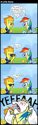 Size: 1324x4300 | Tagged: safe, artist:mrbastoff, bulk biceps, derpy hooves, rainbow dash, spitfire, g4, clothes, comic, csi, csi meme, csi miami, female, male, pun, sunglasses, uniform, wonderbolt trainee uniform, yeah