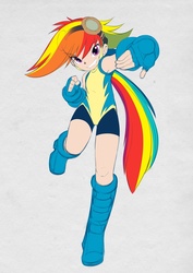 Size: 700x990 | Tagged: safe, artist:bleedman, rainbow dash, human, g4, armpits, breasts, delicious flat chest, female, humanized