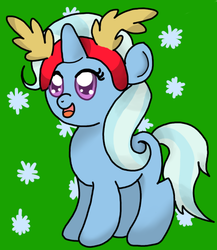 Size: 470x541 | Tagged: safe, artist:mysticvulpix, trixie, pony, g4, filly, happy, reindeer antlers, smiling