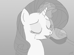 Size: 1600x1200 | Tagged: safe, artist:subtlepixel, rarity, pony, g4, alcohol, crying, drinking, female, grayscale, magic, monochrome, sad, solo, wine