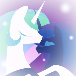 Size: 1500x1500 | Tagged: safe, artist:silverflitterdragon, princess celestia, princess luna, g4, hug