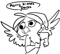 Size: 604x541 | Tagged: safe, artist:php27, gilda, griffon, g4, christmas, derp, dorks, gilderp, googly eyes