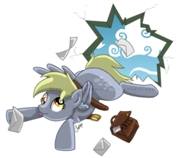 Size: 600x534 | Tagged: safe, artist:themoonfall, derpy hooves, pegasus, pony, g4, female, fourth wall, letter, mare, simple background, solo, transparent background, watermark