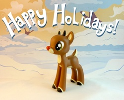 Size: 900x730 | Tagged: safe, artist:krowzivitch, deer, reindeer, adventure in the comments, customized toy, ponified, rudolph, rudolph the red nosed reindeer, rudolph the red nosed reindeer (1964), sculpture, solo