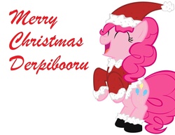 Size: 1299x999 | Tagged: safe, pinkie pie, derpibooru, g4, christmas, hat, hearth's warming eve, santa hat