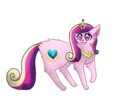 Size: 700x600 | Tagged: safe, artist:electriified, princess cadance, cat, g4, crown, female, simple background, solo, species swap, transparent background