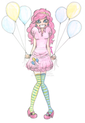 Size: 743x1076 | Tagged: safe, artist:fany896, pinkie pie, human, g4, balloon, humanized, skinny, solo, thin