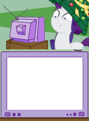 Size: 563x771 | Tagged: safe, rarity, pony, g4, christmas tree, exploitable, exploitable meme, hat, meme, template, tv meme