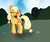 Size: 586x488 | Tagged: dead source, safe, artist:princessoftomatoes, applejack, g4, babyjack, filly, hatless, missing accessory, self adoption, self ponidox, time paradox, unshorn fetlocks