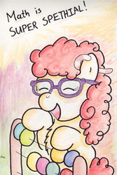 Size: 739x1107 | Tagged: safe, artist:slightlyshade, twist, earth pony, pony, g4, abacus, female, glasses, math, solo, traditional art