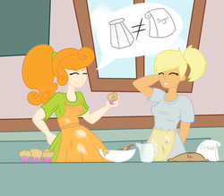 Size: 2287x2000 | Tagged: safe, artist:robynne, carrot top, derpy hooves, golden harvest, human, g4, humanized, muffin