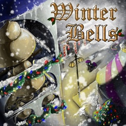 Size: 1200x1200 | Tagged: safe, artist:silfoe, oc, oc only, oc:nyx, fanfic:past sins, fanfic:winter bells, bell, bells, christmas, fanfic, fanfic art, fanfic cover, snow