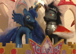 Size: 470x330 | Tagged: safe, artist:themiles, king sombra, princess luna, alicorn, pony, unicorn, g4, customized toy, female, male, ship:lumbra, shipping, straight, toy