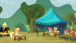 Size: 1009x575 | Tagged: safe, apple cinnamon, apple dumpling, apple leaves, applejack, bushel, candy apples, hoss, wensley, earth pony, pony, apple family reunion, g4, my little pony: friendship is magic, exploitable meme, female, lol, male, mare, stallion