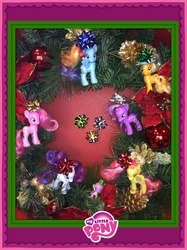 Size: 717x960 | Tagged: safe, applejack, fluttershy, pinkie pie, rainbow dash, rarity, spike, twilight sparkle, g4, christmas, christmas tree, facebook, tree