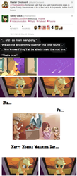 Size: 514x1182 | Tagged: safe, applejack, twilight sparkle, g4, christmas, hearth's warming, parent, sibsy, text