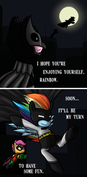 Size: 600x1208 | Tagged: safe, rainbow dash, scootaloo, g4, batman, owlmare, robin