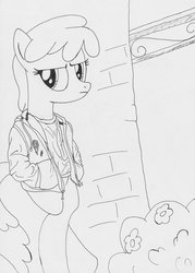 Size: 757x1056 | Tagged: safe, artist:the-ross, cherry berry, pony, g4, bipedal, clothes, hoodie