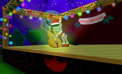 Size: 3629x2199 | Tagged: safe, artist:gigasparkle, octavia melody, g4, cello, christmas, musical instrument, spotlight, stage