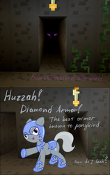 Size: 630x1000 | Tagged: safe, artist:fantasyglow, silver spoon, enderman, g4, armor, crossover, minecraft, tumblr