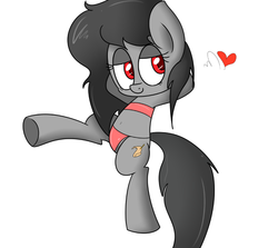 Size: 743x663 | Tagged: safe, artist:extradan, oc, oc only, oc:pencil scratch, pony, bikini, clothes, heart, solo, swimsuit