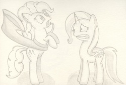 Size: 1280x861 | Tagged: safe, artist:ramott, pinkie pie, trixie, pony, g4, musical instrument, sousaphone