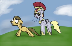 Size: 1356x855 | Tagged: safe, artist:partycannon, derpy hooves, oc, pegasus, pony, g4, duo, female, mare