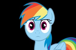 Size: 960x640 | Tagged: safe, rainbow dash, pony, g4, black background, female, simple background, solo, vector, wat