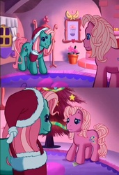 Size: 640x938 | Tagged: safe, artist:capnpea, edit, edited screencap, screencap, minty, pinkie pie (g3), a very minty christmas, g3, eyes, mutant