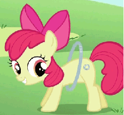 Size: 344x320 | Tagged: safe, screencap, apple bloom, earth pony, pony, g4, the cutie pox, animated, cropped, cutie pox, fake cutie mark, female, filly, loop, loop-de-hoop, solo